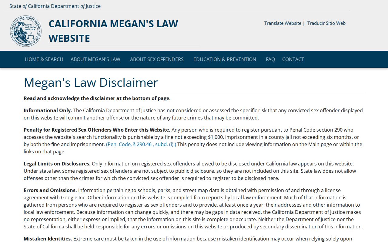 Gilroy public records California Megan's Law registry page